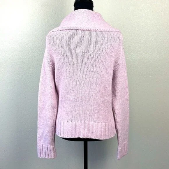 Anthropologie Cashmere Wool Sweater Cowl Neck Oversize Pastel Lilac Turtleneck S - Picture 3 of 9